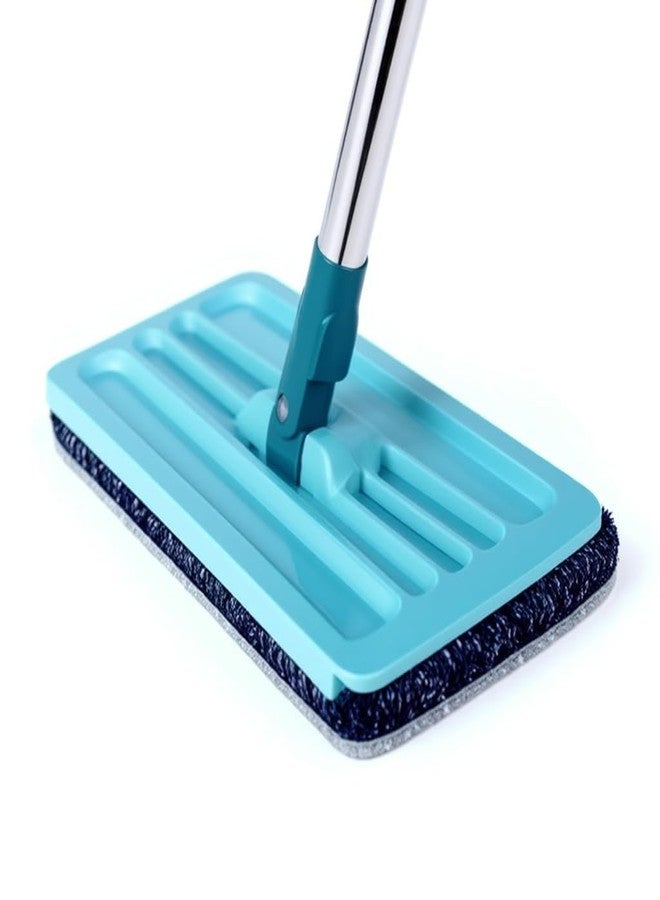 ممسحة أرضيات، تنظيف جاف ورطب بدون استخدام اليدين، مناسبة لأرضيات السيراميك والبلاط، رأس من الألياف الدقيقة، قضيب من الفولاذ المقاوم للصدأ بطول 35 سم، لون أزرق، ممسحة مسطحة قابلة للغسل اليدوي، مصممة لالتقاط الغبار بكفاءة عالية - Image 3